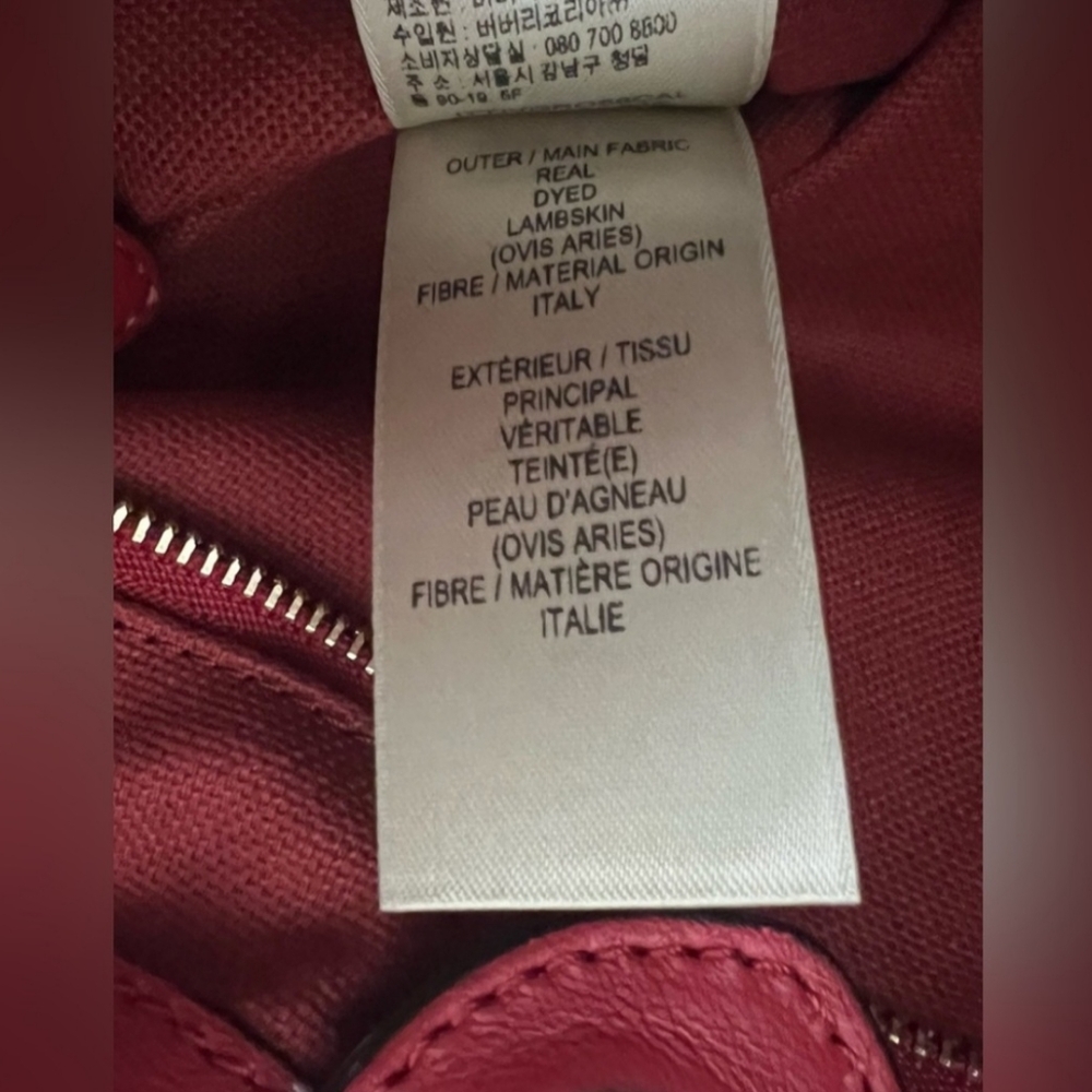 Burberry Red Leather Shoulder Bag with Check Trim - Picture 12 of 16